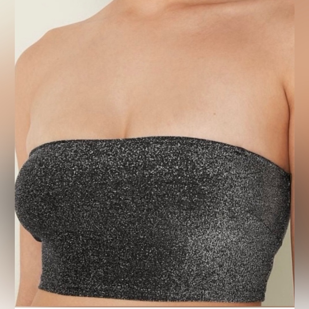 NWT Victoria's Secret Pink Silver Shimmer Bikini Bandeau Top